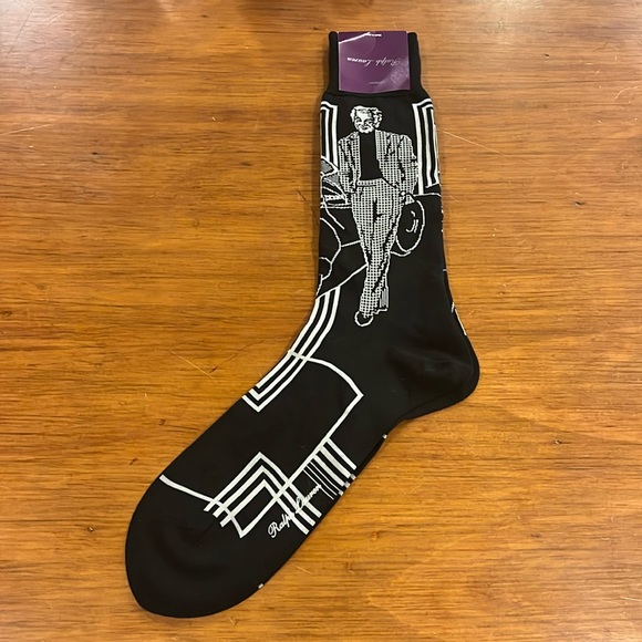 Purple Label Polo Ralph Lauren Portrait Art Deco Car Bugatti Japan Socks Mens L - Picture 3 of 16
